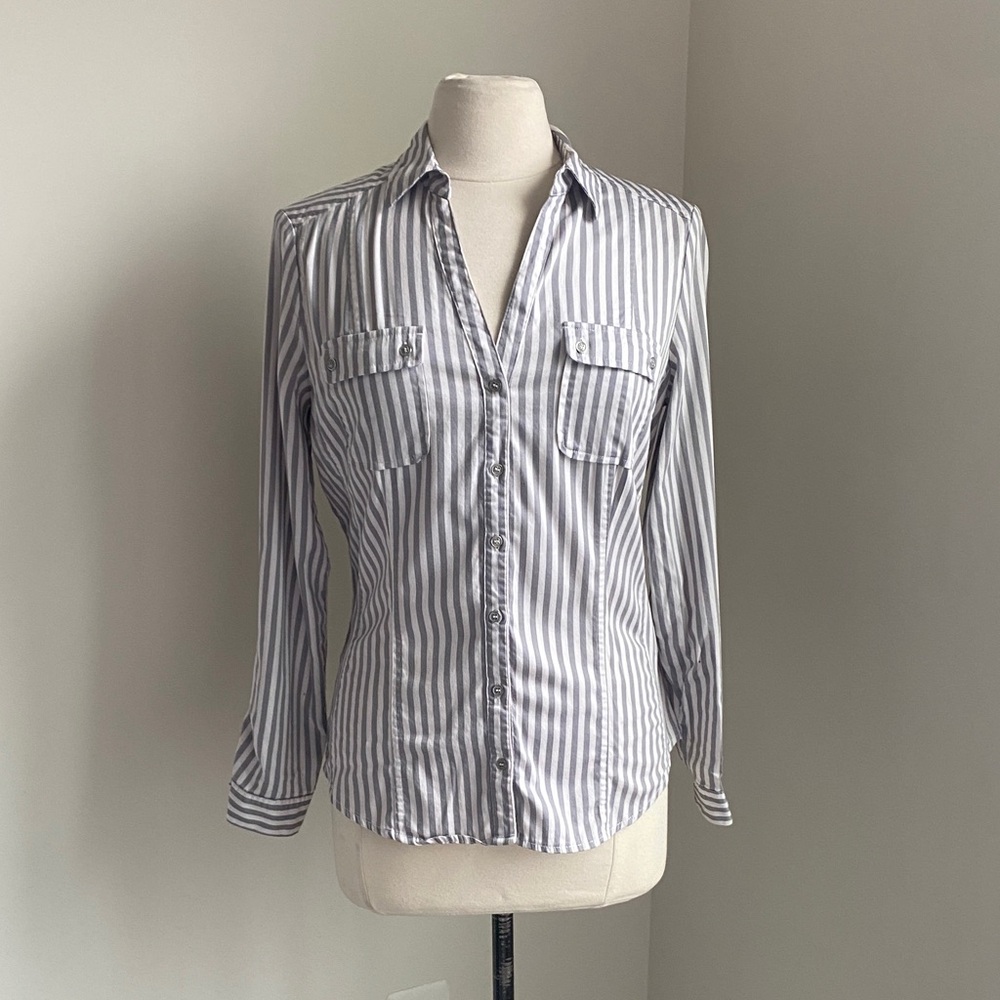New York & Company Classic Striped Button-Down Shirt